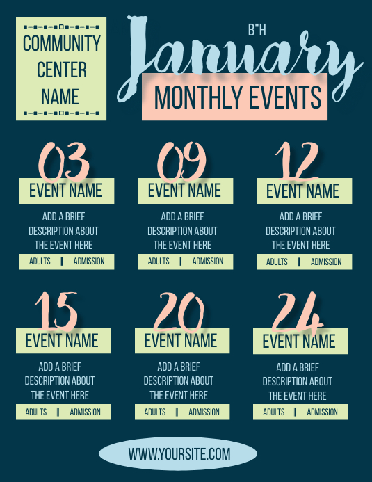 community Monthly Events Flyer (US Letter) template