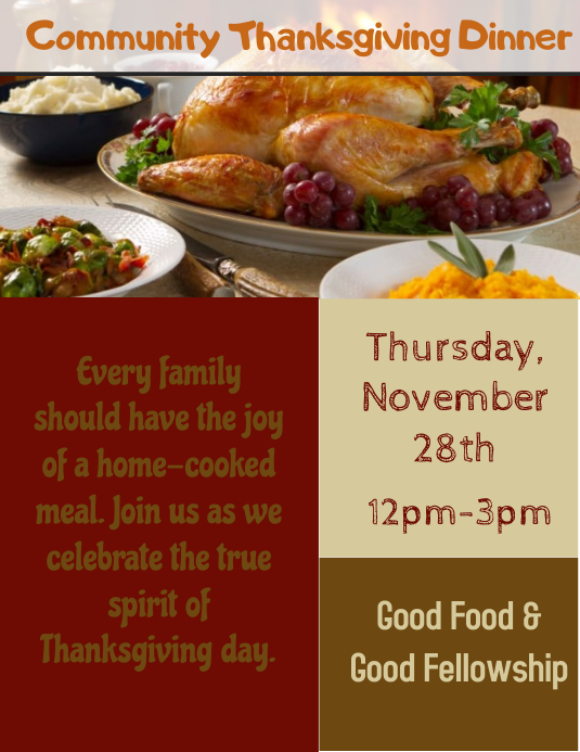 Community Thanksgiving Dinner Template PosterMyWall