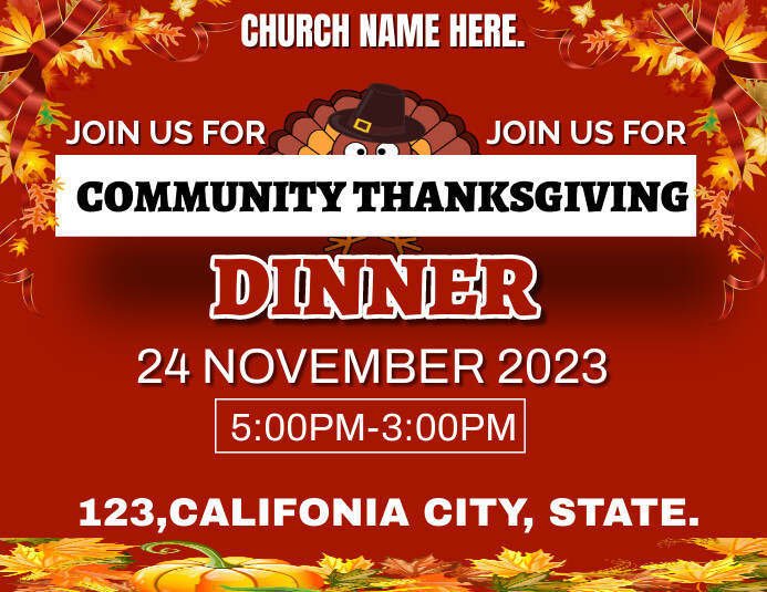 Community thanksgiving dinner event Volantino (US Letter) template