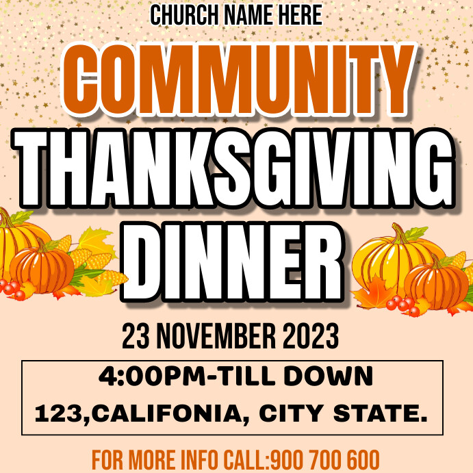 Community thanksgiving dinner event Instagram Plasing template