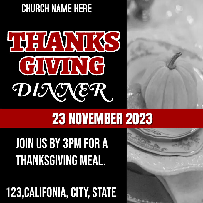 Community thanksgiving dinner event Template PosterMyWall