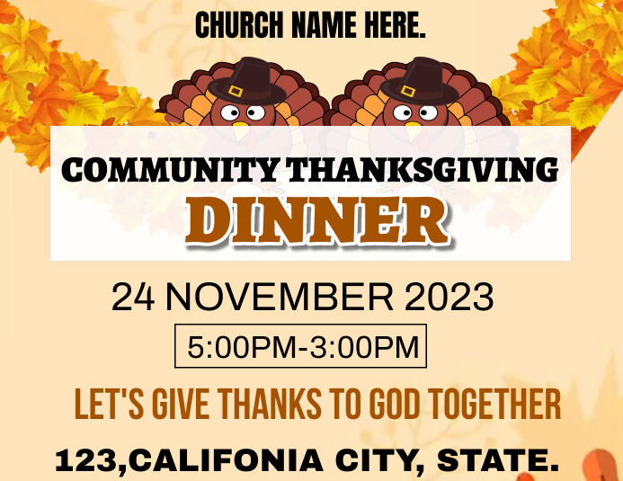 Community thanksgiving dinner event Løbeseddel (US Letter) template