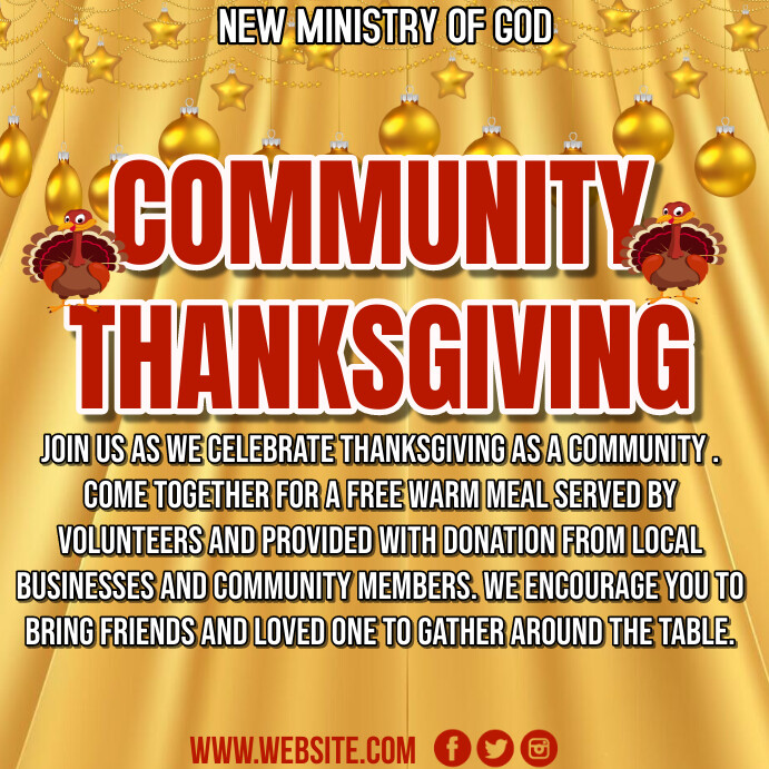 Community thanksgiving dinner invitations Instagram 帖子 template