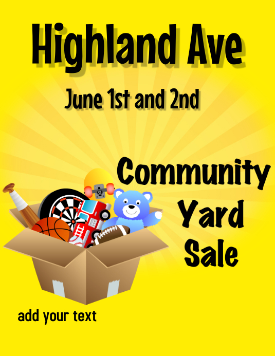 Community Yard Sale Sign Template Community Yard Sale Sign Template