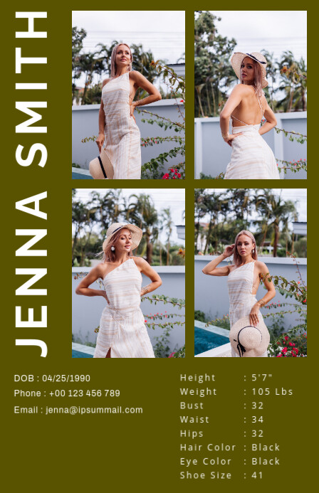 Comp Card Template | PosterMyWall