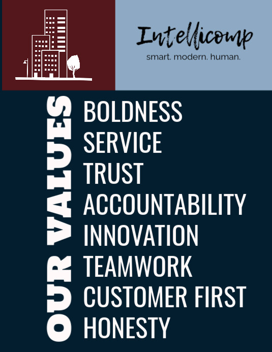Company Values Editable company, corporate, business, values, mission Template | PosterMyWall