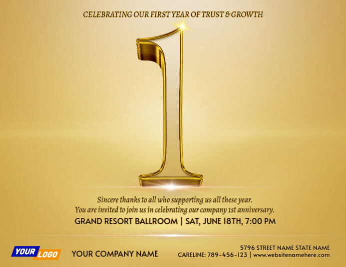 Company 1st Anniversary Event Invitation Card Template | PosterMyWall