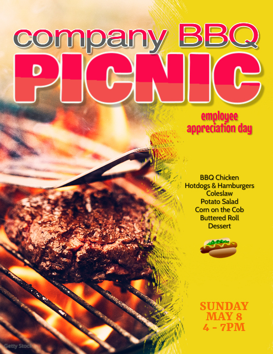 Company Barbecue BBQ Picnic Flyer Template Pamflet (Letter AS)