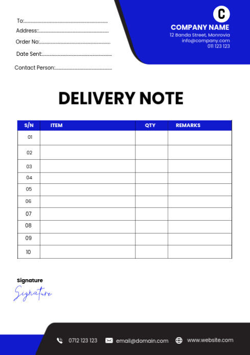 Company delivery note | PosterMyWall