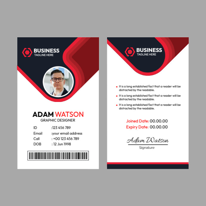 Competitor Id Card Examples Company ID Card Template | PosterMyWall