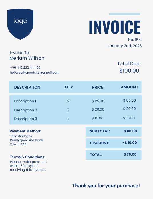 Invoice To Copy Copy of Company Invoice | PosterMyWall