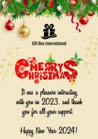 COMPANY MERRY CHRISTMAS END YEAR GREETINGS A5 template