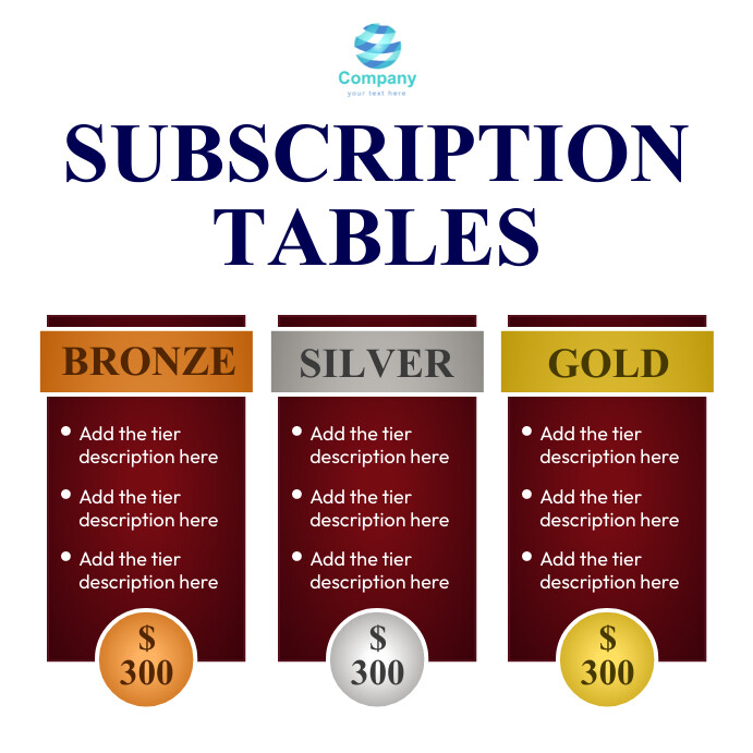 Company subscription tables template | PosterMyWall