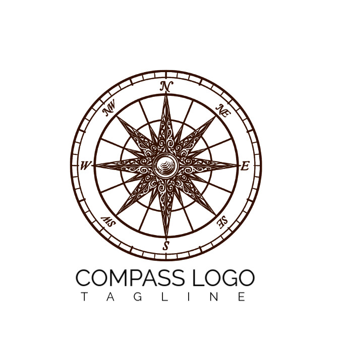 Compass Logo Template White Compass Logo Logos Template | PosterMyWall