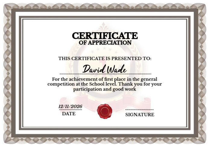 Certificate Of Appreciation A4 Template | PosterMyWall