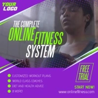 Purple Virtual Training Fitness Video Wpis na Instagrama template