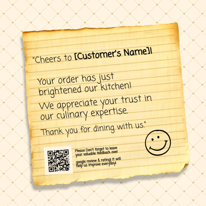 With Compliments Note Compliment Note For Customer Template เทมเพลต | PosterMyWall