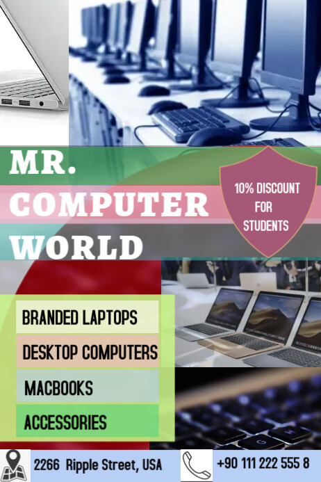 COMPUTER, LAPTOP Плакат template