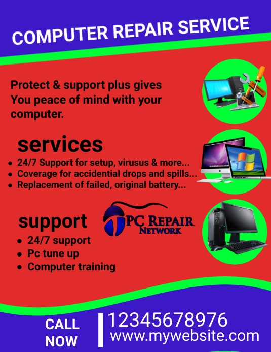 computer & laptop repair  service Folheto (US Letter) template