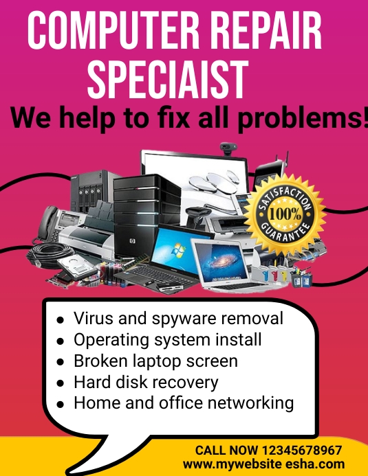 computer & phone repair service flyer Template | PosterMyWall