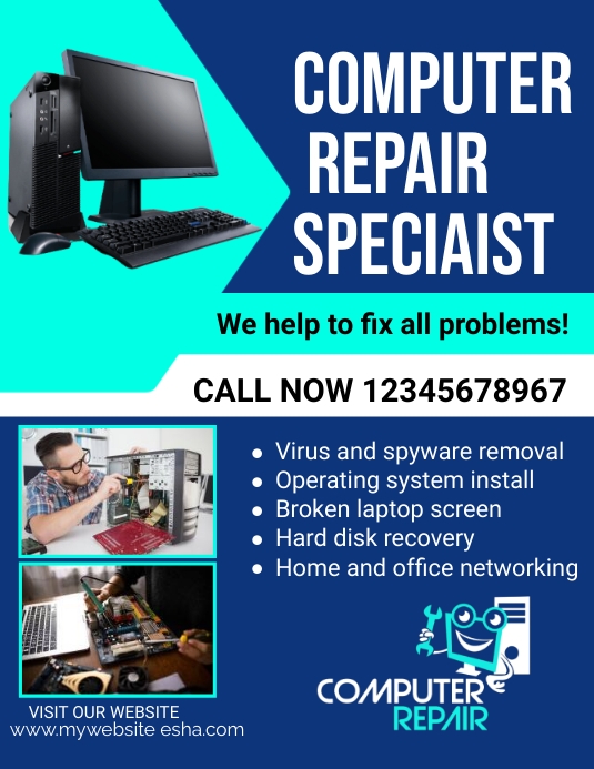 computer & phone repair services flyer Template | PosterMyWall