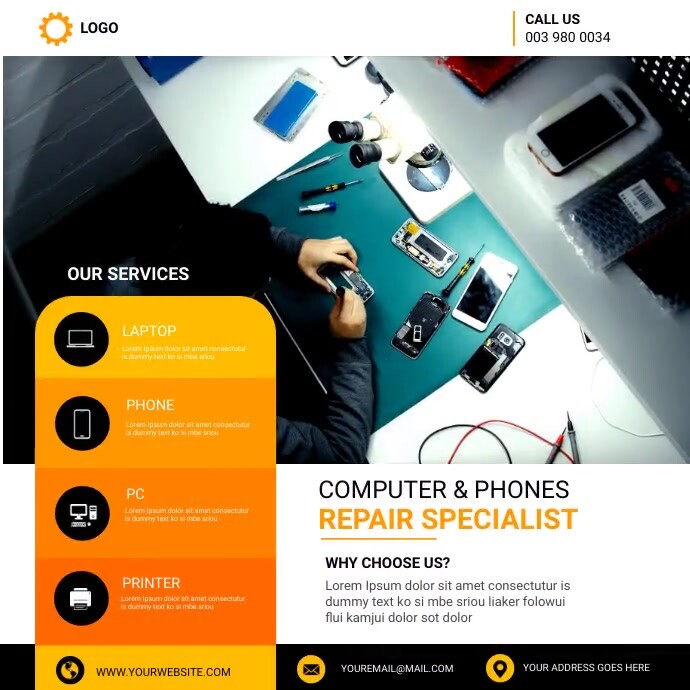computer & phones repair Instagram Post template