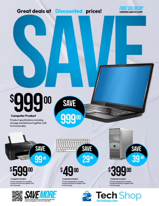 Computer Accessories products sale store advertisement flyer template ...