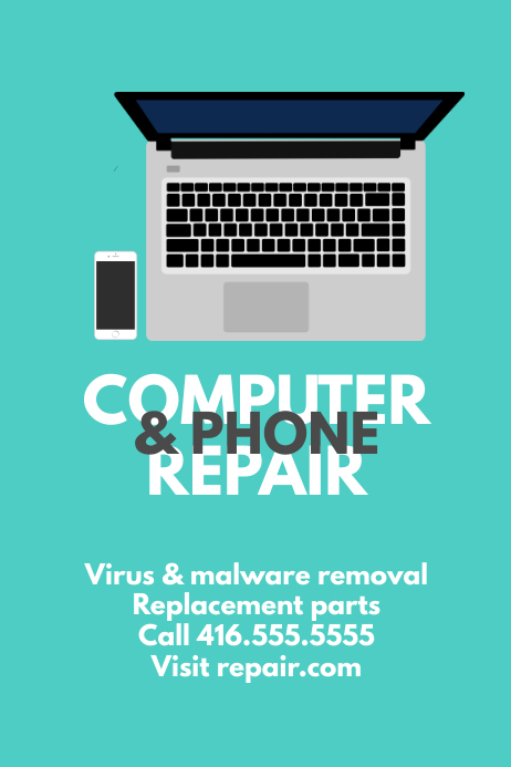 Computer Repair Poster Examples Computer and Phone repair Template | PosterMyWall