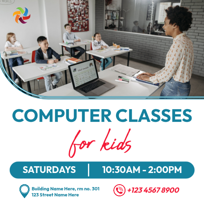 computer classes for kids flyer template | PosterMyWall