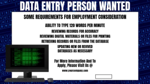 computer data entry person wanted Ekran reklamowy (16:9) template