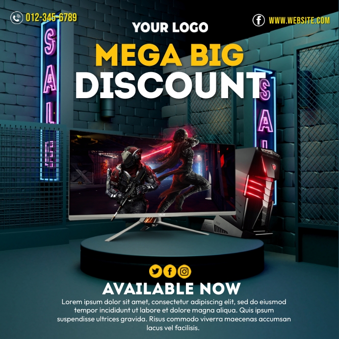 Computer Discount Message Instagram template
