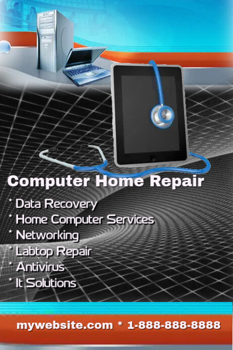 Computer Repairs Service Poster Computer Home Repair Service Template | PosterMyWall