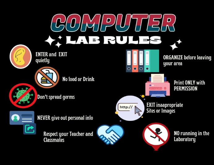 Computer Laboratory Rules Рекламная листовка (US Letter) template