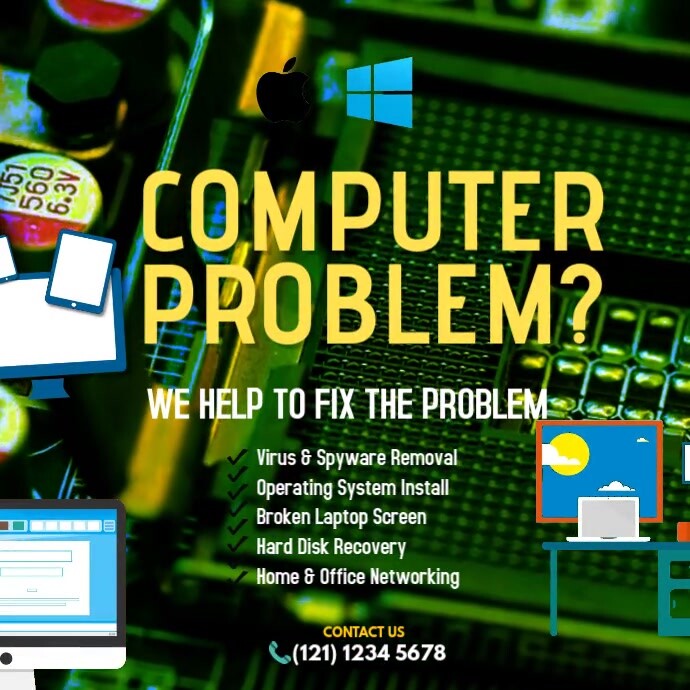 Computer Repaire Post Computer Laptop Repair Specialist Template | PosterMyWall
