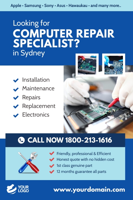 Computer Laptop Repair Specialist Template | PosterMyWall