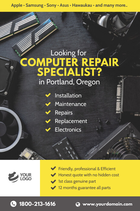 Computer Laptop Repair Specialist Template | PosterMyWall