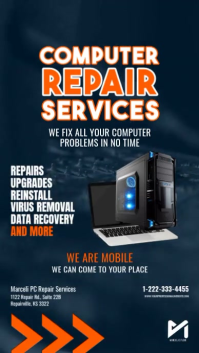 Navy Orange Computer Repair Service Instagram Story Template