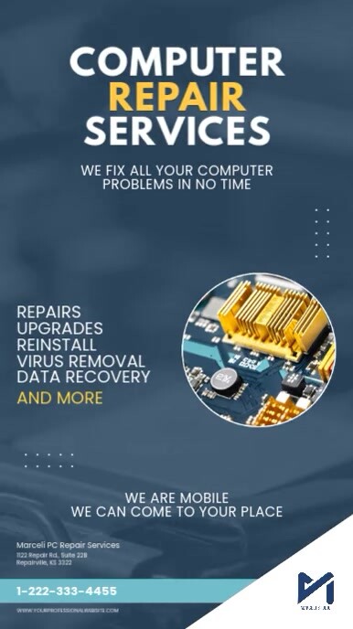 Computer Laptop Service & Repairs Ad Template | PosterMyWall