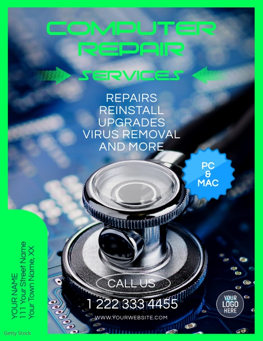 Computer Laptop Service & Repairs Flyer Template | PosterMyWall