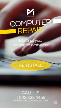 Computer Repair Instagram Story Video PC Laptop Fix Service Promo Digital Display (9:16) template