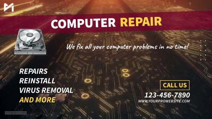Computer Laptop Service & Repairs Video Ad Template | PosterMyWall