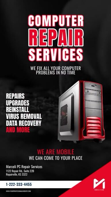 Computer Laptop Service & Repairs Ad Instagram Story template