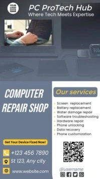 Computer Repair Shop Flyer | Tech Support & Device Services Template Instagram Story