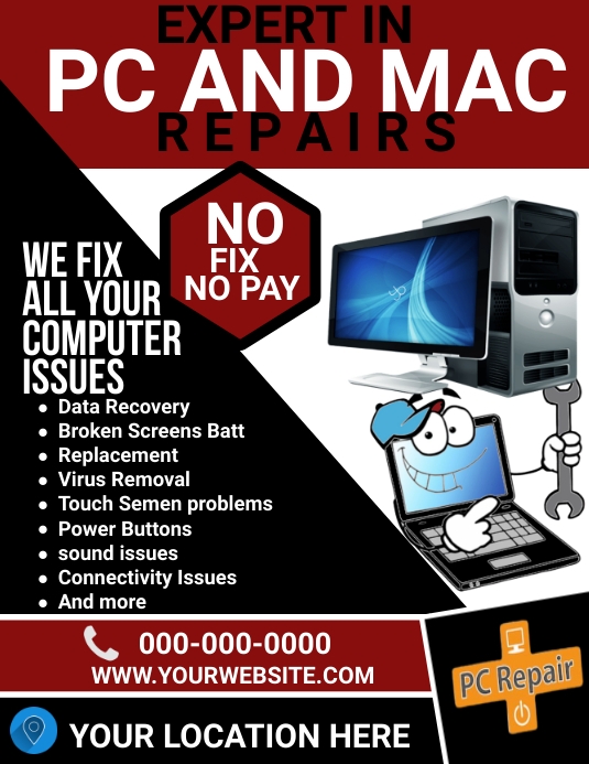 Computer Reparing Poster Computer OR laptop repairing Template | PosterMyWall