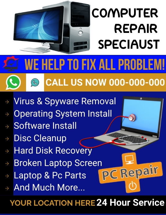 Computer OR laptop repairing Template | PosterMyWall