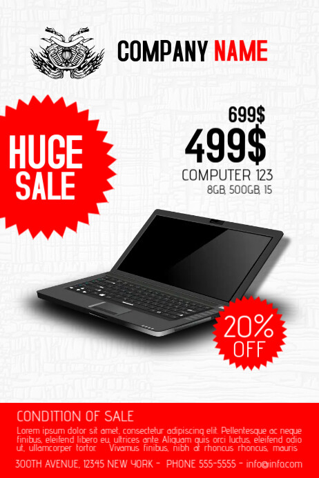 COMPUTER OR MULTIPURPOSE SALE PRODUCT SALE FLYER TEMPLATE RED ...