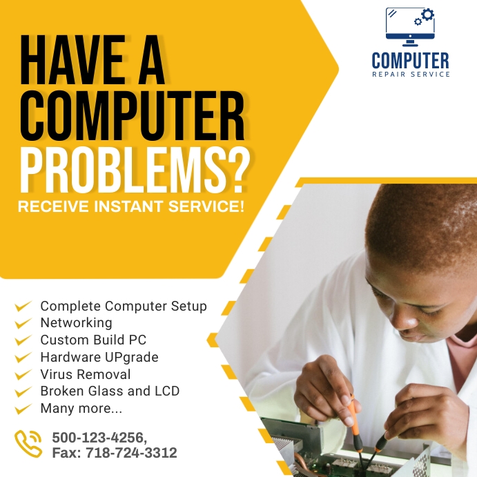 Computer Repair Ad Social Media Post Template | PosterMyWall