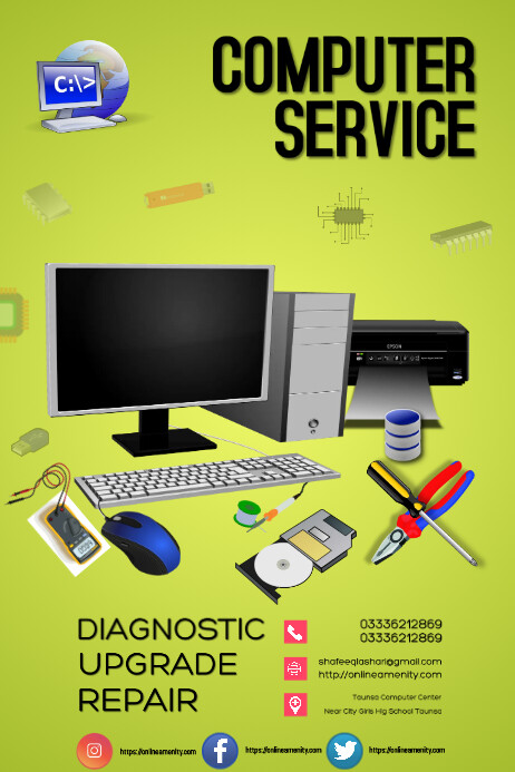 Computer Part Shop Poster Computer Repair Poster Template