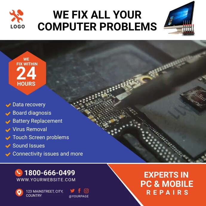 computer repair Template PosterMyWall