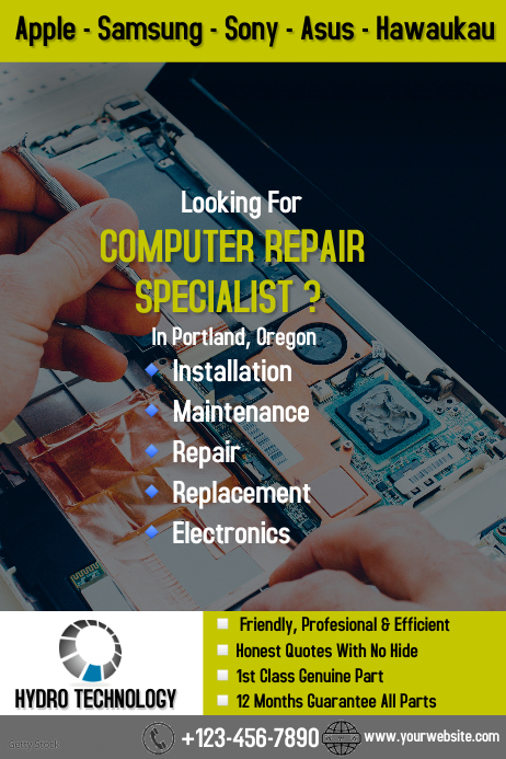 Computer Reparing Poster Computer repair Template | PosterMyWall